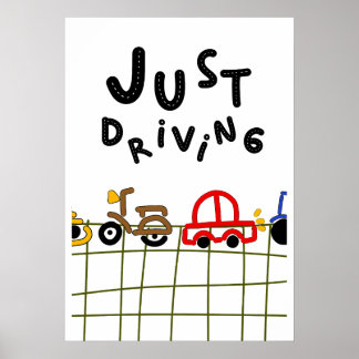 Bara Körning - Handritad Road Trip Estetik Poster