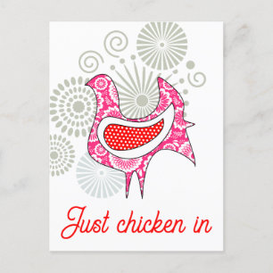 Bara kyckling i Cute Funny Rosa Red Vintage Hen Vykort