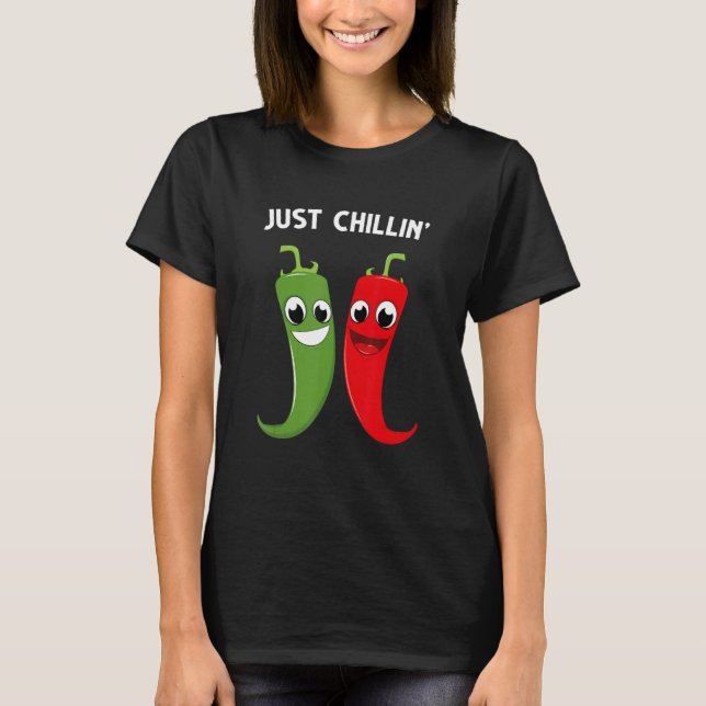 Bara kylig, söt röd hett, röd chilipeppar med fu t shirt (Framsida)