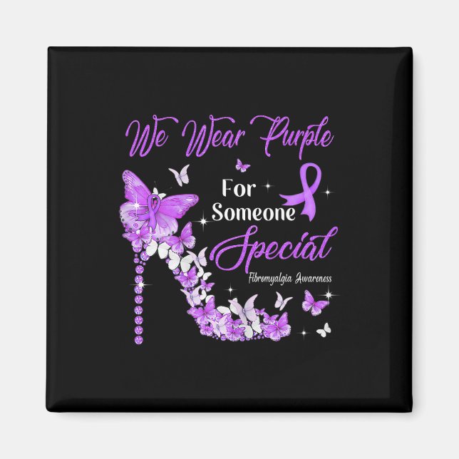 Bära Lila Butterflies Fibromyalgia Awareness Magnet (Framsidan)