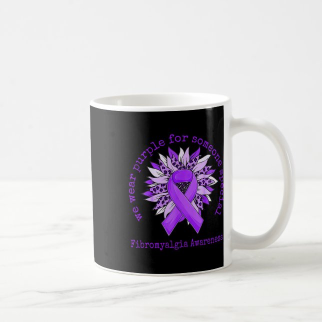Bära Lila Fibromyalgia Awareness Solros Leopa Kaffemugg (Höger)