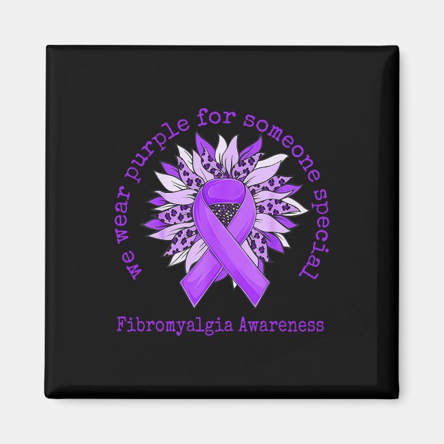 Bära Lila Fibromyalgia Awareness Solros Leopa Magnet (Framsidan)