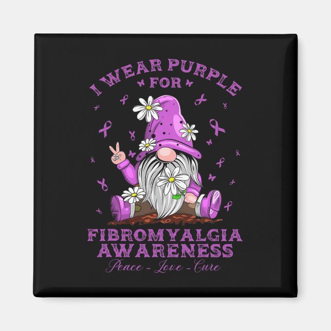 Bära Lila för fibromyalgia Awareness Day Warrior Magnet (Framsidan)