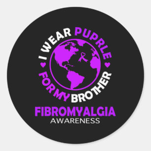 Bära Lila för min bror Fibromyalgias medvetenhet Runt Klistermärke