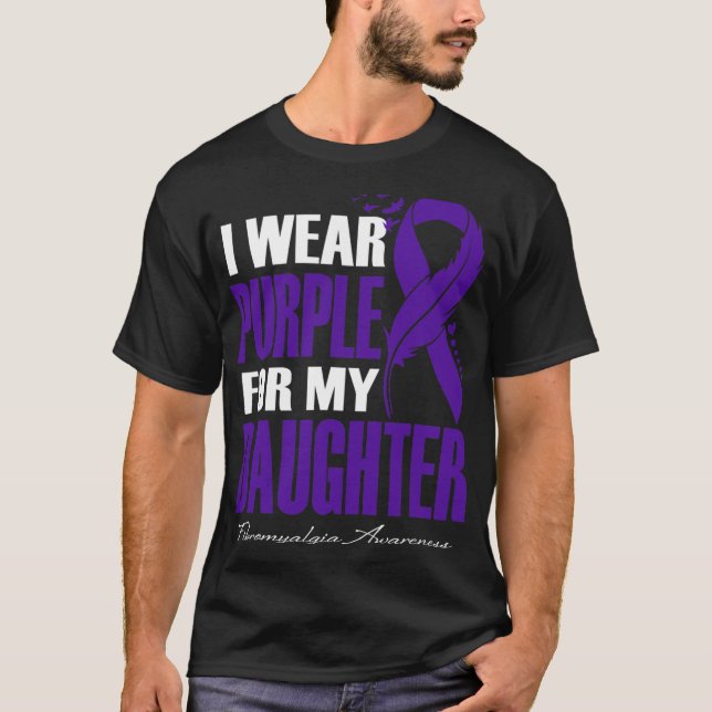 Bära Lila för min dotterdotter Fibromyalgia-medvet T Shirt (Framsida)