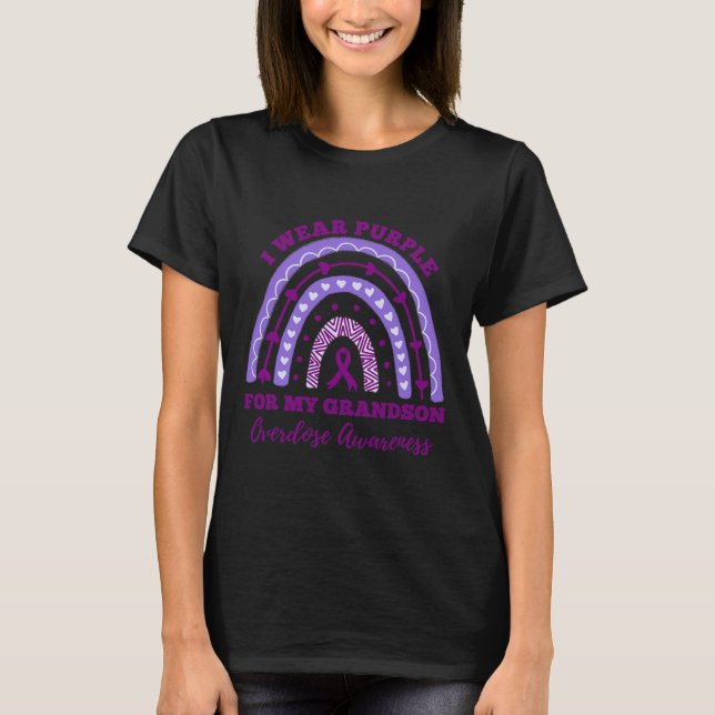 Bära Lila för Min morson Överdosering Medvetenhet  T Shirt (Framsida)