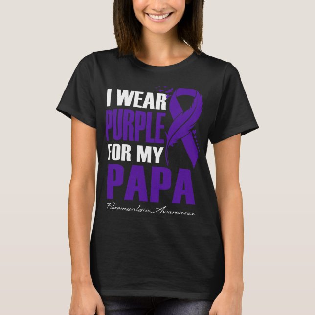 Bära Lila för min Pappa Fibromyalgia Awareness Fea T Shirt (Framsida)