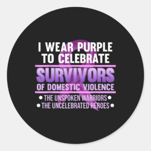 Bära Lila for Survivor Domestic Violence Awarene Runt Klistermärke