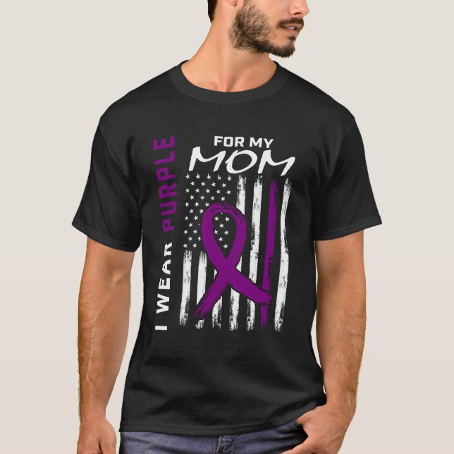 Bära Lila Mamma Detia Alzheimers Awareness America T Shirt (Framsida)