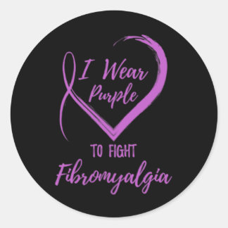 Bära Lila mot fibromyalgi Runt Klistermärke