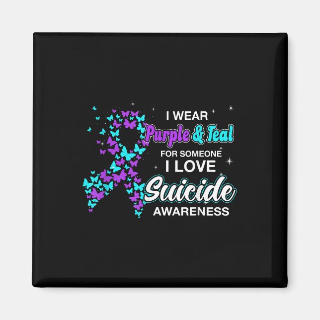 Bära Lila Teal for någon I Kärlek Suicide Awar Magnet (Framsidan)