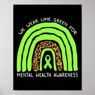Bära Lime Green Rainbow for Mental Health Awarenes Poster