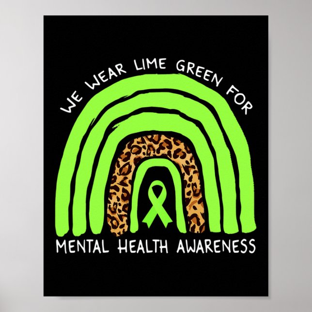 Bära Lime Green Rainbow for Mental Health Awarenes Poster (Framsidan)