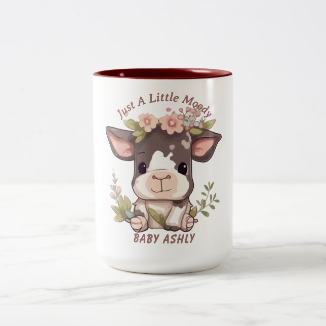 Bara lite humörsvängande ko babys namn Två-Tonad mugg (Center)