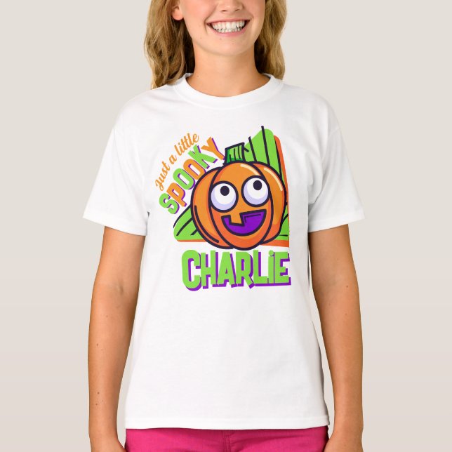 Bara lite läskig pumpa - vit anpassad t-shirt (Framsida)