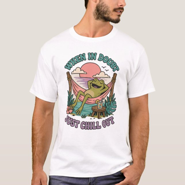 Bara Lugn Frog T-Shirt | Rolig Retro Groda  (Framsida)