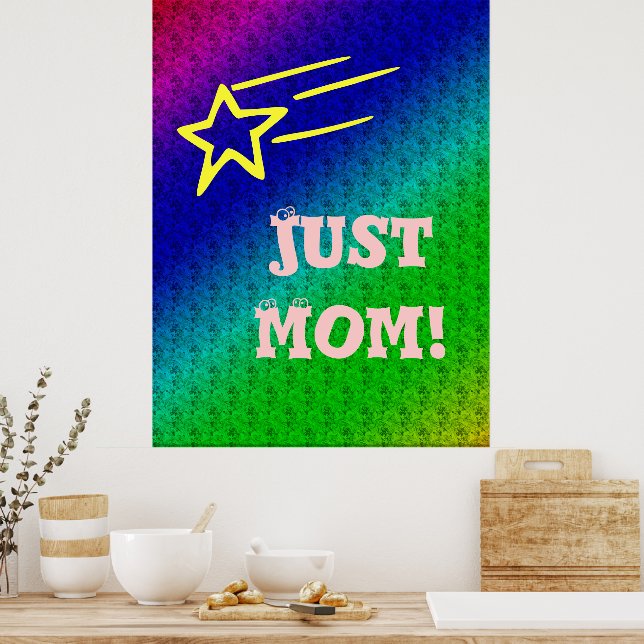 Bara Mamma Superstjärna Blå Och Grön Stjärna Mitt  Poster (Kök)