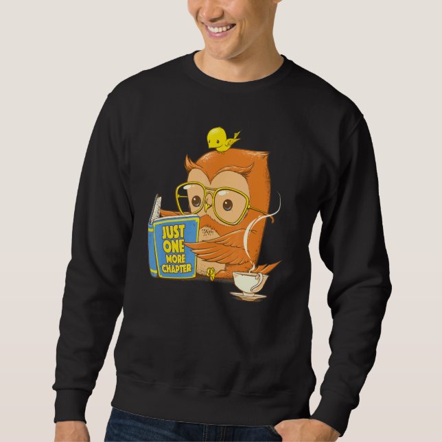 Bara N E mer kapitel cute Uggla som läser Bok med  Lång Ärmad Tröja (Framsida)