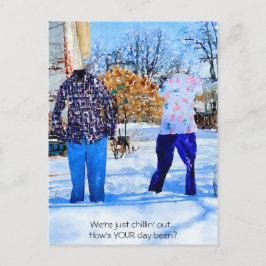 Bara några stycken utkylning av frusna Byxor utsmy Vykort