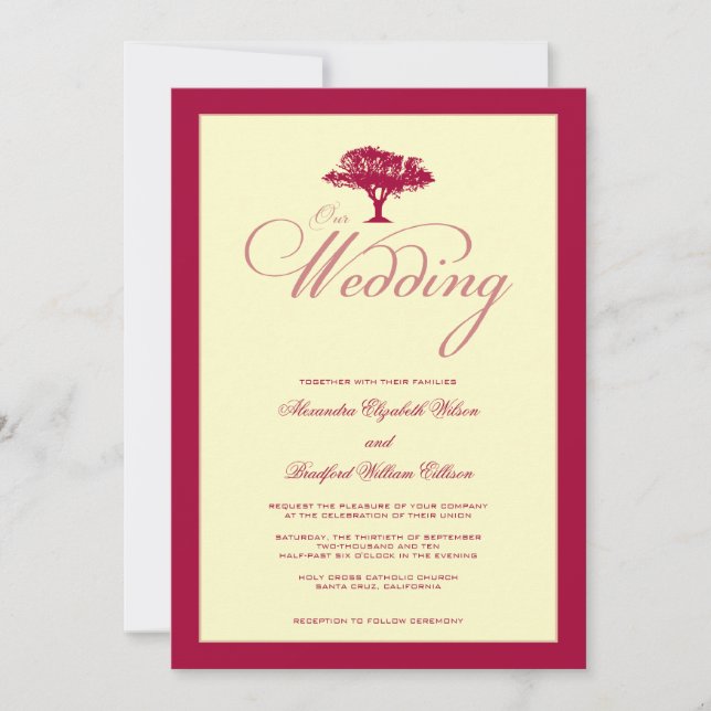 Bara Natur Red Träd Formal Wedding bjudande Inbjudningar (Framsida)