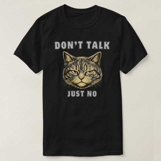 Bara Nej Ironisk Antisocial Kattdesign T Shirt (Design framsida)