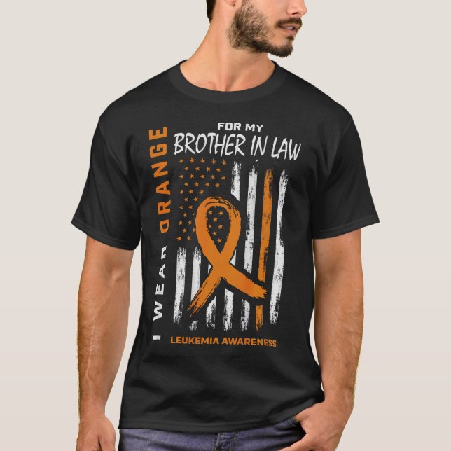 Bära Orange Brother in Law Leukemia Awareness Amer T Shirt (Framsida)