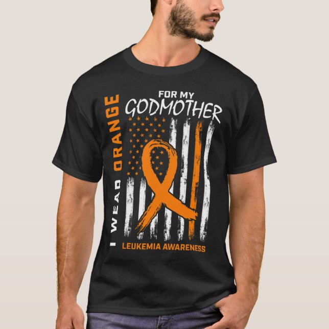 Bära Orange för Godmor Leukemia Awareness Ameri T Shirt (Framsida)
