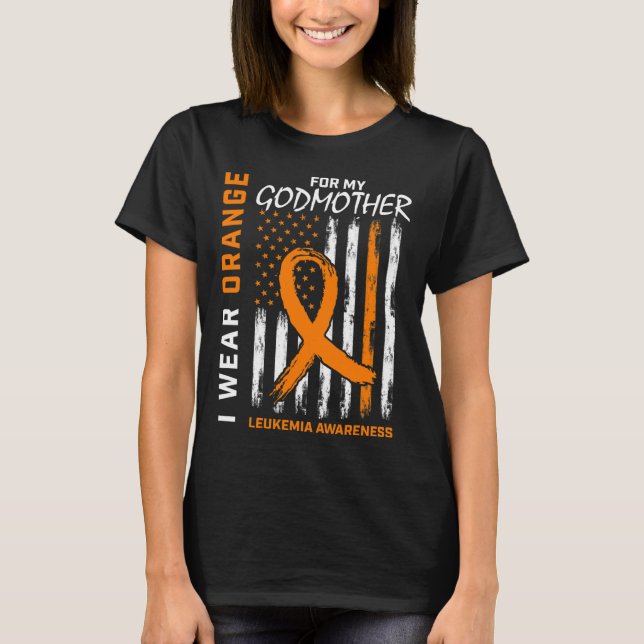 Bära Orange för Godmor Leukemia Awareness Ameri T Shirt (Framsida)