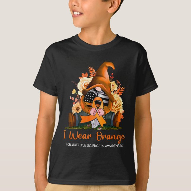 Bära Orange för Många Sclerosis Awareness Gnome T Shirt (Framsida)