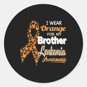 Bära Orange för min Brother Leukemia-medvetenhet Runt Klistermärke