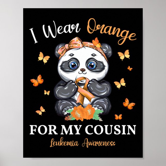 Bära Orange för min kusin Leukemi Awareness Panda Poster (Framsidan)
