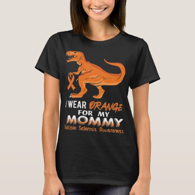Bära Orange för min Mamma Dinosaur Många Scleros T Shirt (Framsida)