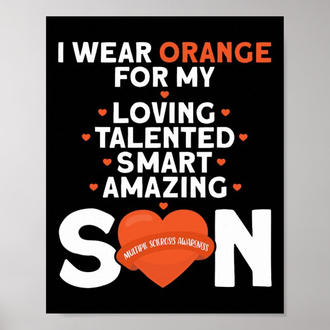 Bära Orange för min son Många Sclerosis Awarenes Poster (Framsidan)