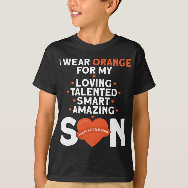 Bära Orange för min son Många Sclerosis Awarenes T Shirt (Framsida)