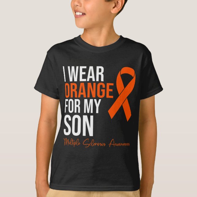 Bära Orange för min son Warrior Många Scleros T Shirt (Framsida)