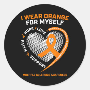 Bära Orange Myself Många Sclerosis Awareness Runt Klistermärke