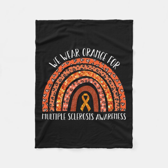 Bära Orange Rainbow Många Sclerosis Awarenes Fleecefilt (Framsidan)