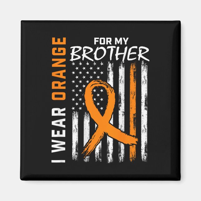 Bära Orange Ribbon Brother Leukemia Awareness Flag Magnet (Framsidan)