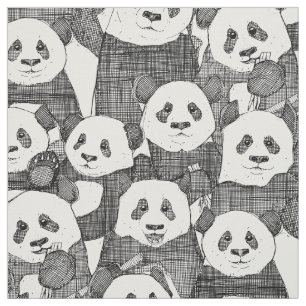 Bara panda-björn, svart vitt tyg