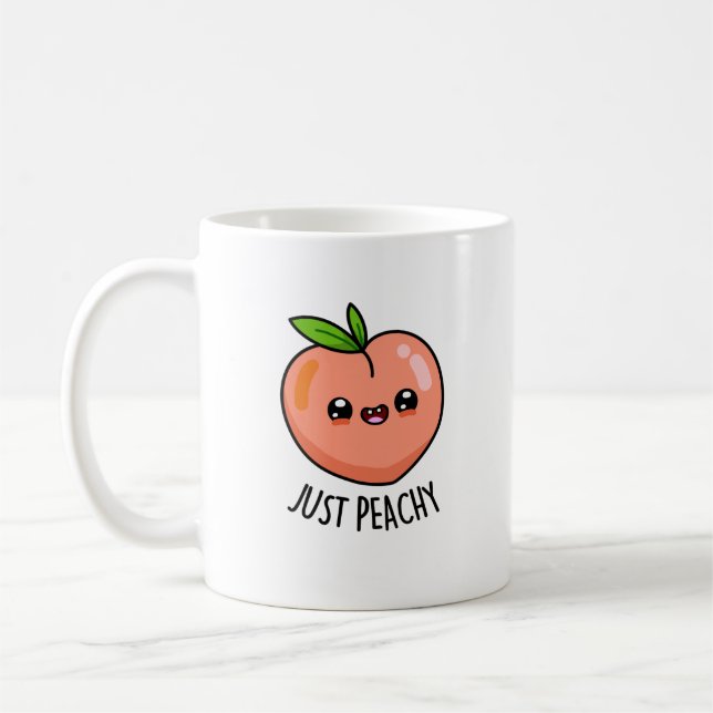 Bara Peachy Funny Peach Pun Kaffemugg (Vänster)