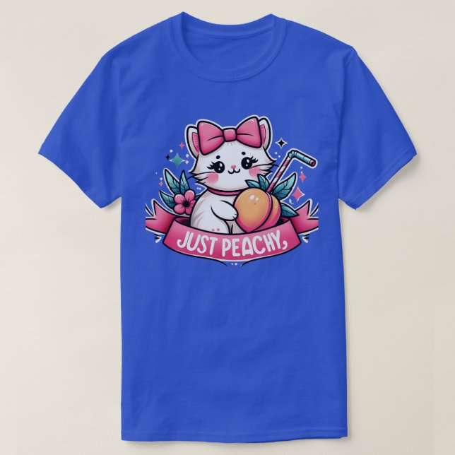 Bara Peachy Retro-kattpersikor, sommarfrukt T Shirt (Design framsida)