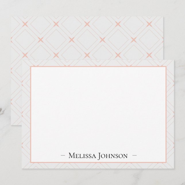 Bara Peachy White och Peach Personlig Anteckningskort (Fram/baksida)