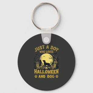 Bara Pojken Som Älskar Halloween Hund Fullmåne Nyckelring