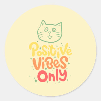 Bara Positiva Vibrationer Katt Runt Klistermärke
