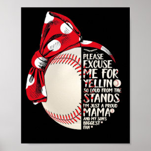 Bara Proud Mamma och min son Biggest Baseball Mamm Poster