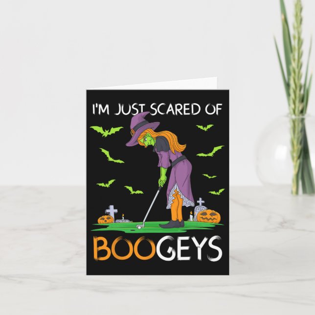 Bara rädd för bogeyhäxor golf Halloween  Kort (Framsida)