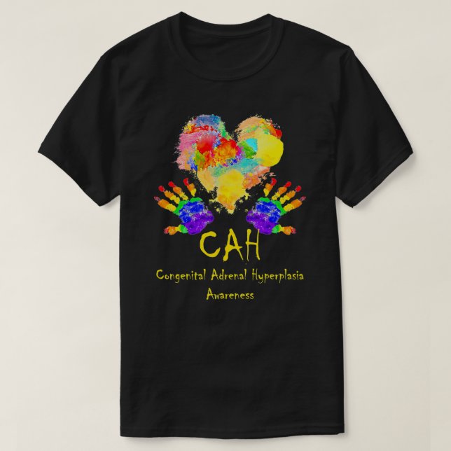 Bära Rainbow Heart Kongenital Adrenal Hyperplasi T Shirt (Design framsida)