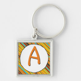 Bara Rand monogram-nyckelkedja Fyrkantig Silverfärgad Nyckelring