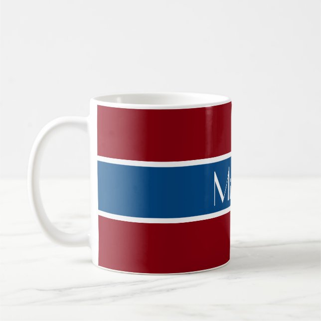 Bara Rand mörk blått + din backgr. & NAMN Kaffemugg (Vänster)