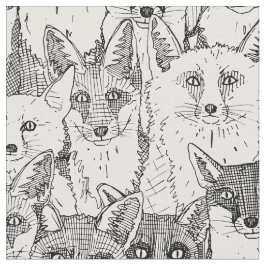 bara rävar, svart, vitt tyg